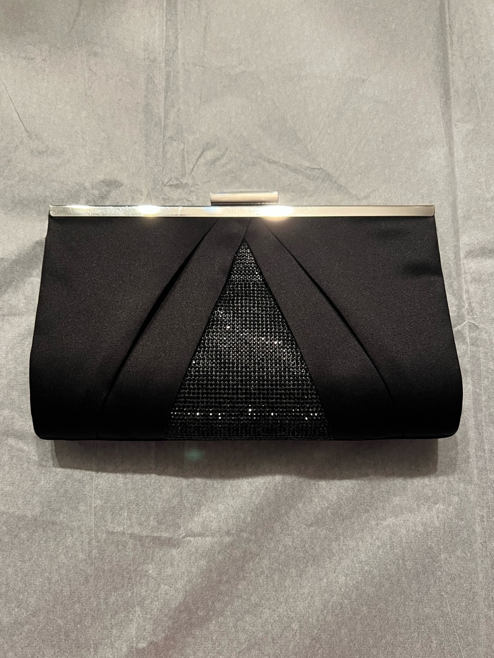 Nina Elegant Black Evening Clutch with Sequin Accent